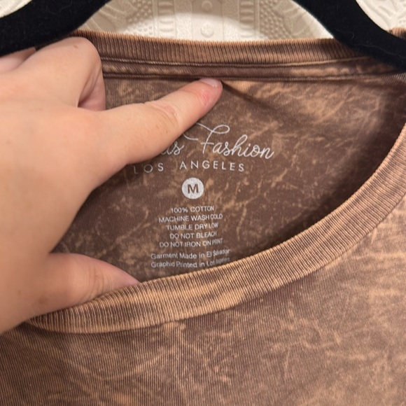 Pink Rose Graphic Tee Brown T-Shirt Vintage Fade Size Medium - Picture 6 of 7